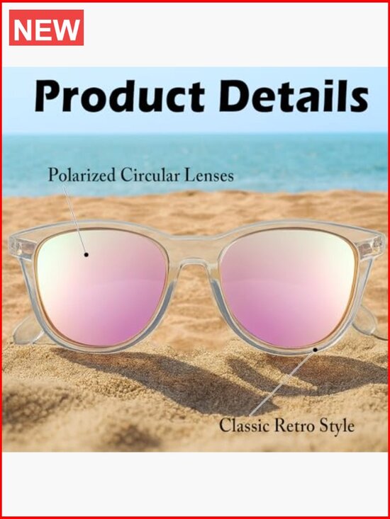 4 Pack Polarized Round Sunglasses UV400 Protection Retro Classic main image 4